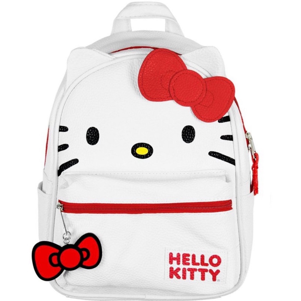 🎀❤️ Hello Kitty Signature Bow Face White and Red Mini Backpack